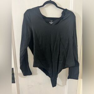 Nuuds Black Long Sleeve Fitted Bodysuit